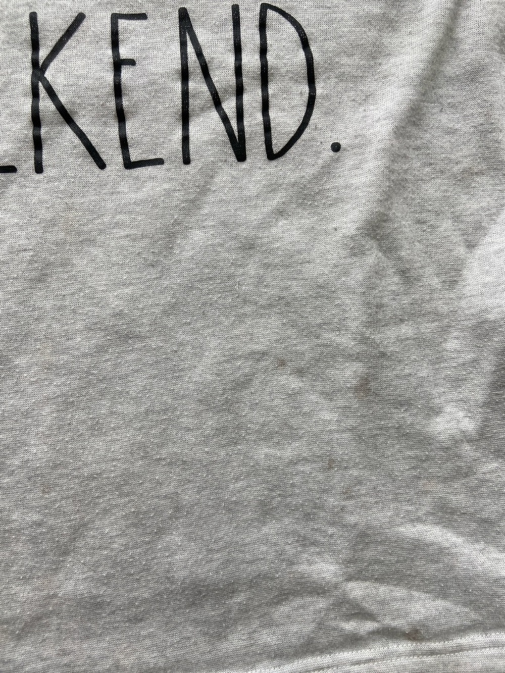 Rae Dunn Light Gray Sweatshirt with Black "WEEKEND." Print - Picture 4 of 6